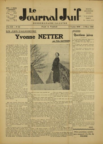 Le Journal Juif N°10 ( 08 mars 1935 )